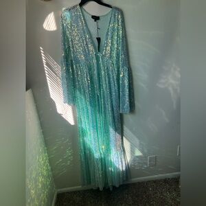 ELECTRIC DAZE SEQUIN DUSTER - BLUE Dollskill size L/XL new with tag